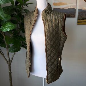 Olive Quilted Vest for Women